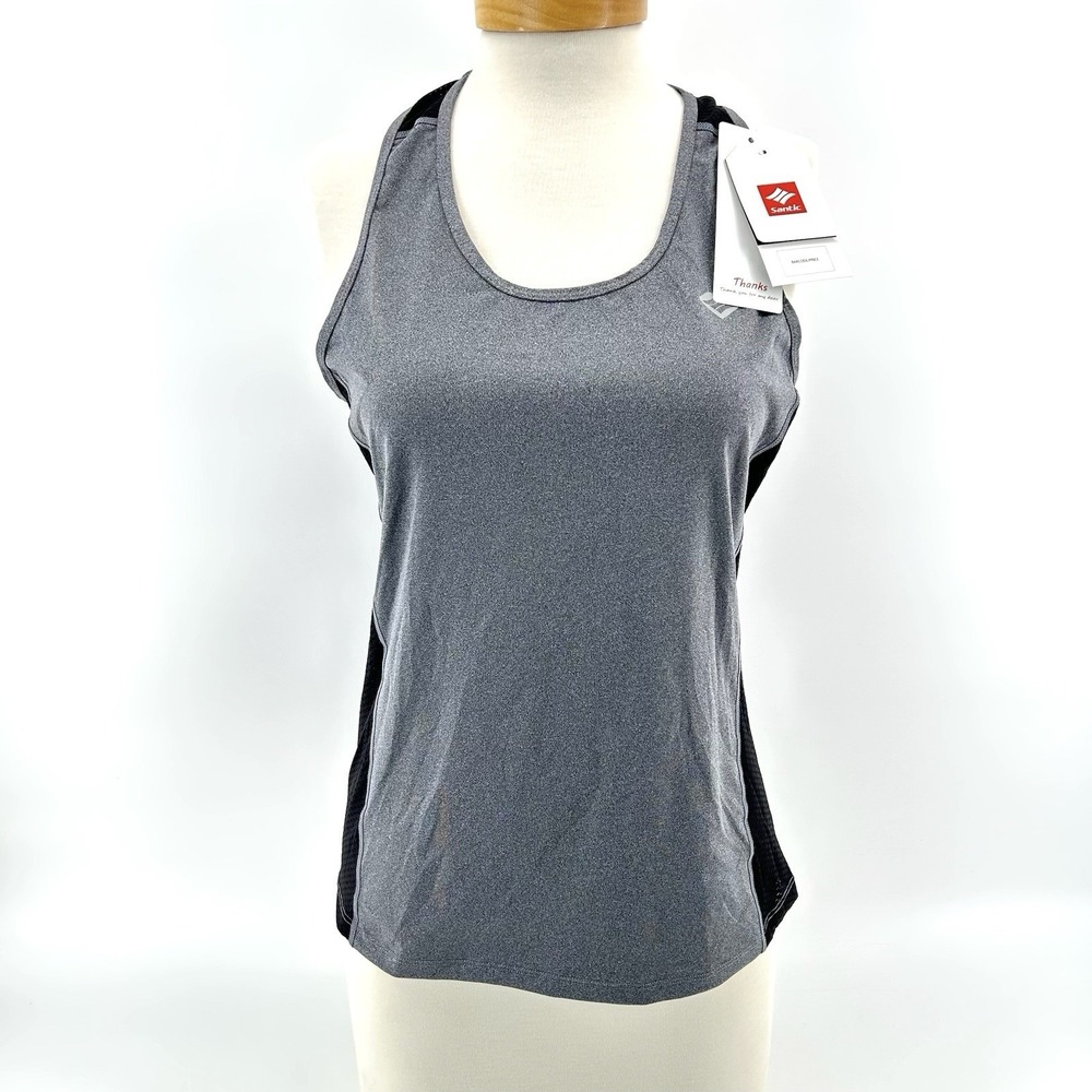 Santic Cycling Jersey‎ Tank Womens XL Gray Black Bike Ride Race Pocket NWT